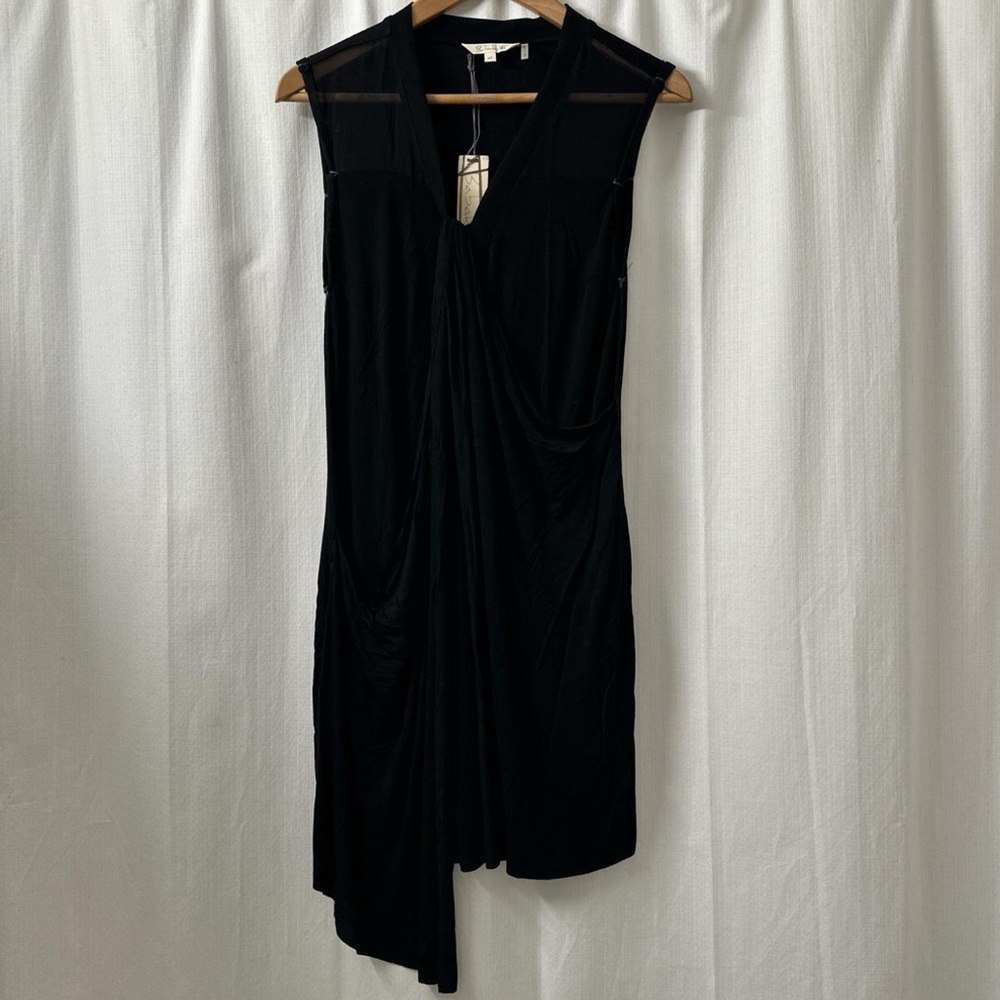 NWT Babakul Black Jersey Sleeveless Drape Front Dress | Size: M